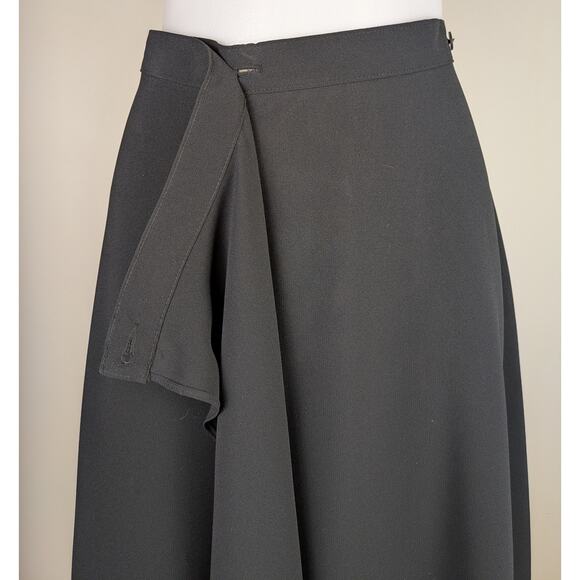 Bianca Nygard VTG Black Midi Flare Wrap Skirt Sheer Overlay Dressy Party Sz 16 - Picture 7 of 10